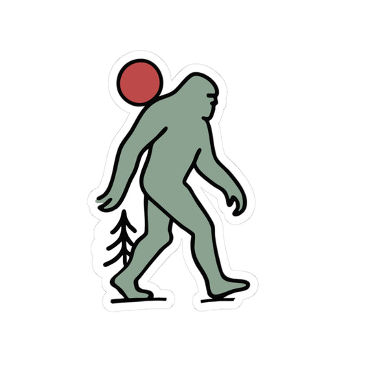 Bigfoot with Pines and Red Moon Sticker