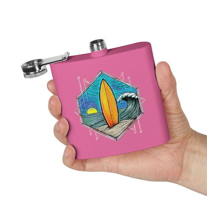 Ocean Wave and Surf Board Flask