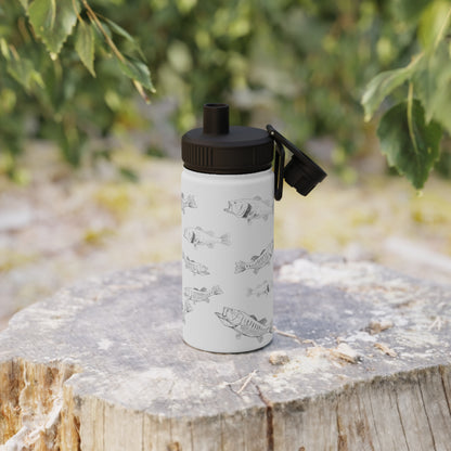 Largemouth Bass Pattern Water Bottle – Stainless Steel with Sports Lid