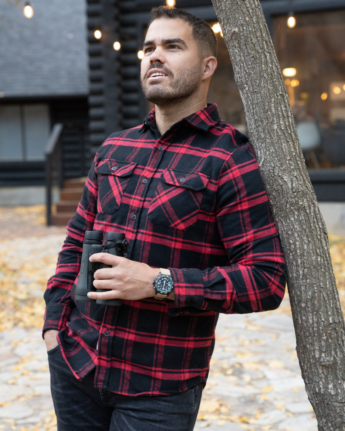 MuskOx Field Grand Flannel | 8.2oz High-Density Cotton | Black/Red