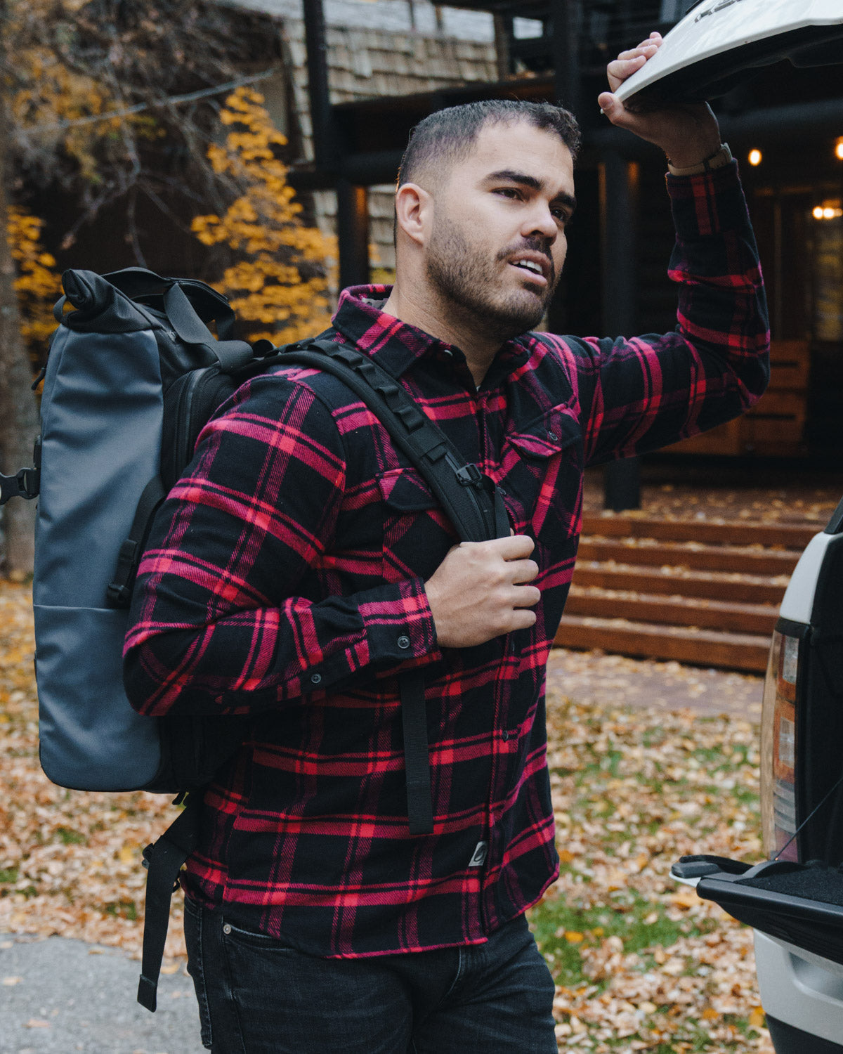 MuskOx Field Grand Flannel | 8.2oz High-Density Cotton | Black/Red