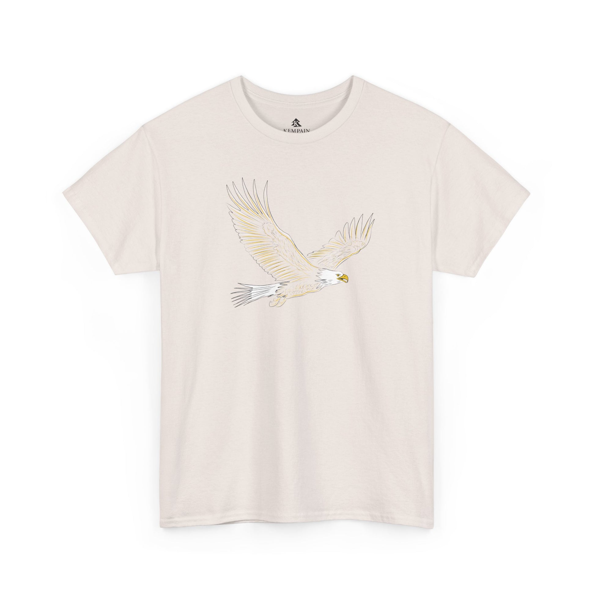 Bald Eagle T-Shirt in Tan on a white background, featuring a bold illustrated eagle design, perfect for patriots and wildlife enthusiasts.