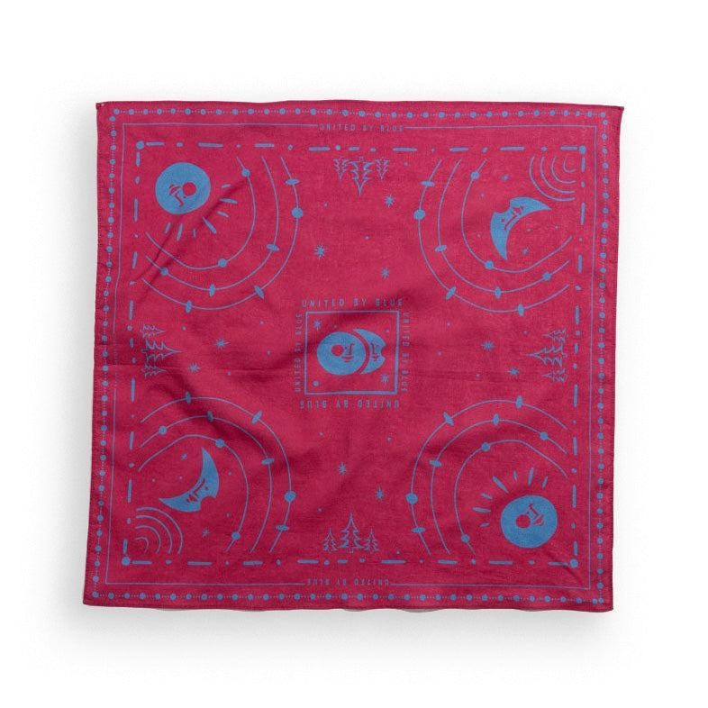 Red "Beet" color Organic Cotton Bandana from United By Blue displayed on a white background.
