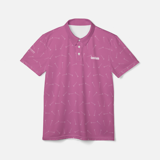 Adult Golf Polo Shirt with Tee Pattern and Personalized Name | Unisex Fit