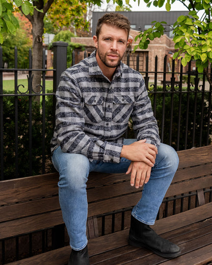 MuskOx Grand Flannel | 8.9oz Heavyweight | Charcoal Gingham