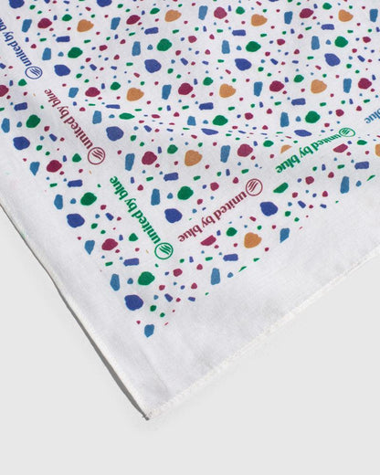 Egret Organic Cotton Bandana from United By Blue displayed on a white background close up detail.