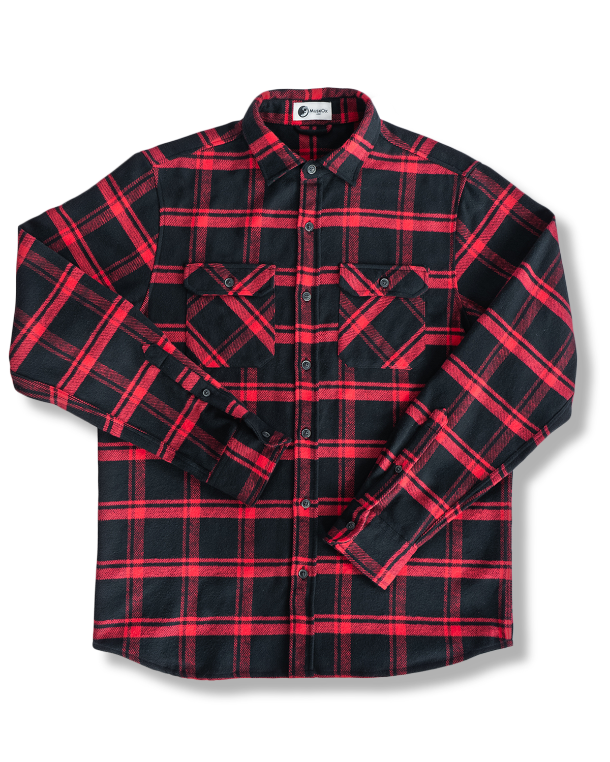 MuskOx Field Grand Flannel | 8.2oz High-Density Cotton | Black/Red