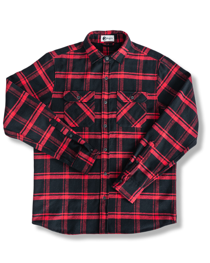 MuskOx Field Grand Flannel | 8.2oz High-Density Cotton | Black/Red