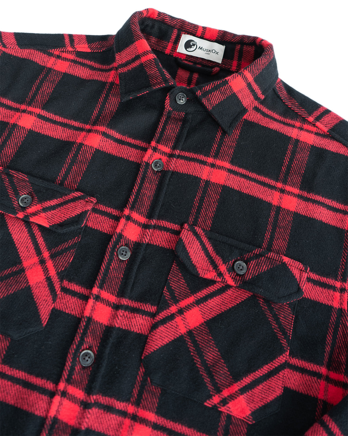 MuskOx Field Grand Flannel | 8.2oz High-Density Cotton | Black/Red
