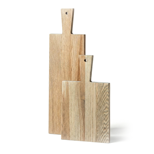 Wooden cutting boards on a white background