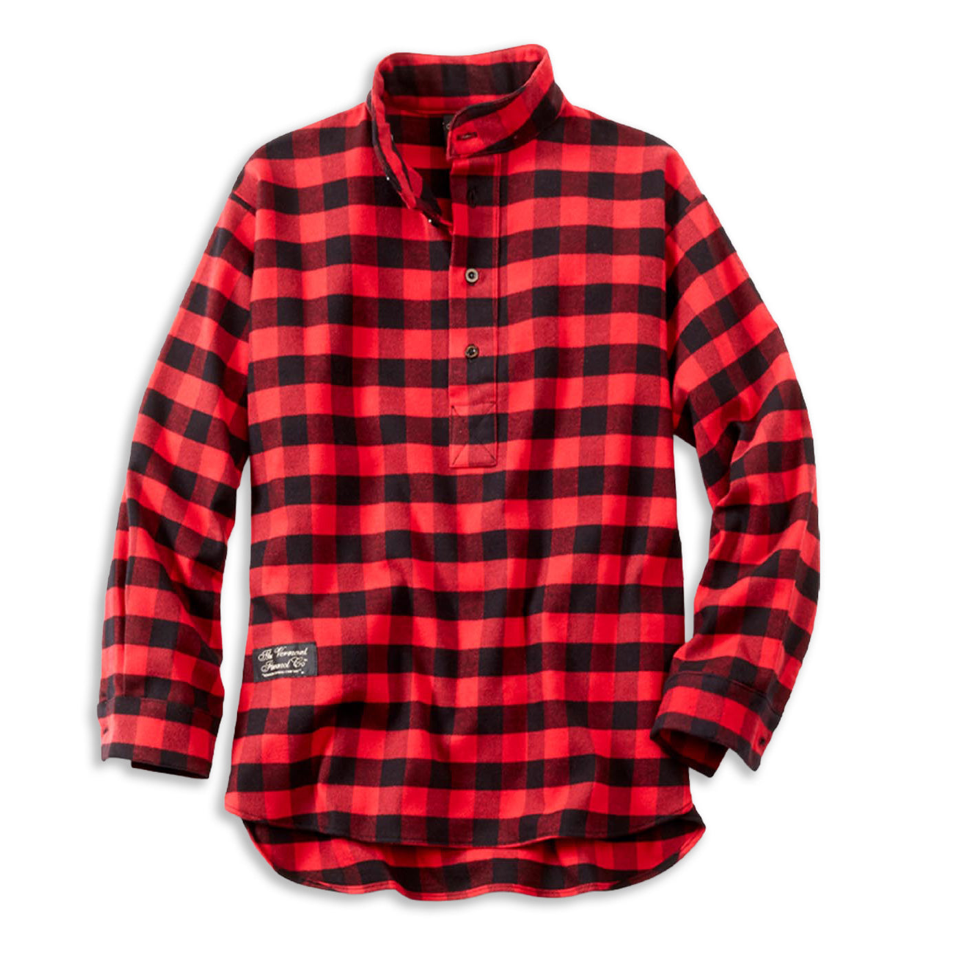 100% Cotton Red and black checkered flannel on a light gray background from Vermont Flannel - curated by Kempain Family Outfitters.
