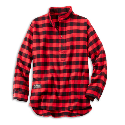 100% Cotton Red and black checkered flannel on a light gray background from Vermont Flannel - curated by Kempain Family Outfitters.