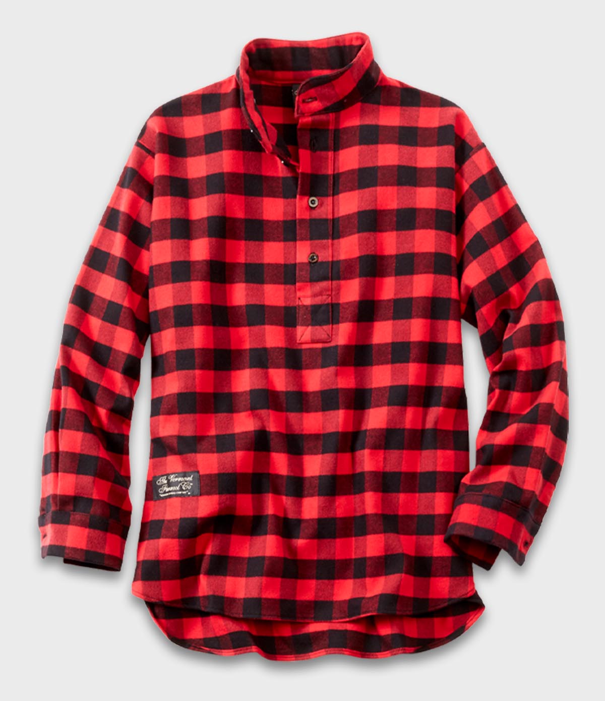 100% Cotton Red and black checkered flannel on a light gray background from Vermont Flannel - curated by Kempain Family Outfitters.