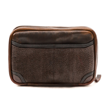 Full-Grain Leather Electronics / Toiletry Organizer displayed on a white background