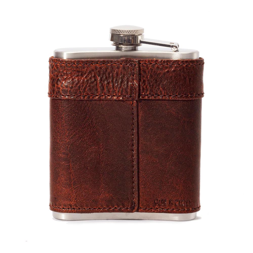 The Heritage Leather Wrapped Flask by Mission Mercantile Leather Goods
