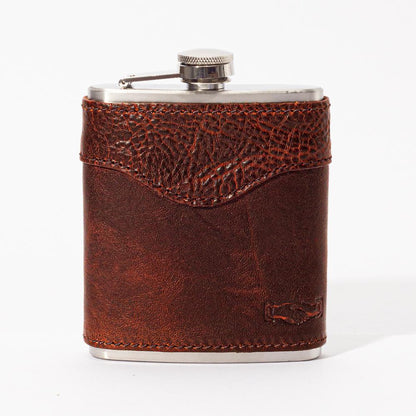The Heritage Leather Wrapped Flask by Mission Mercantile Leather Goods