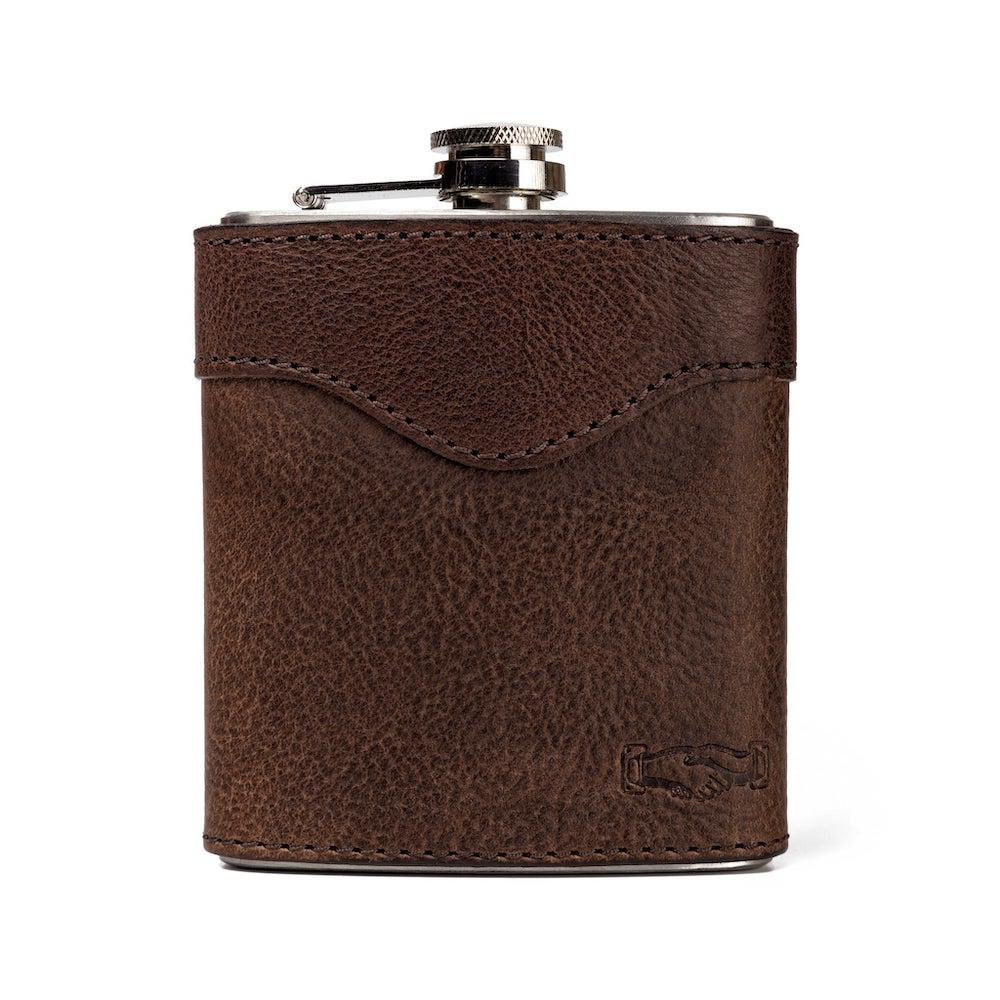 The Heritage Leather Wrapped Flask Smoke by Mission Mercantile Leather Goods