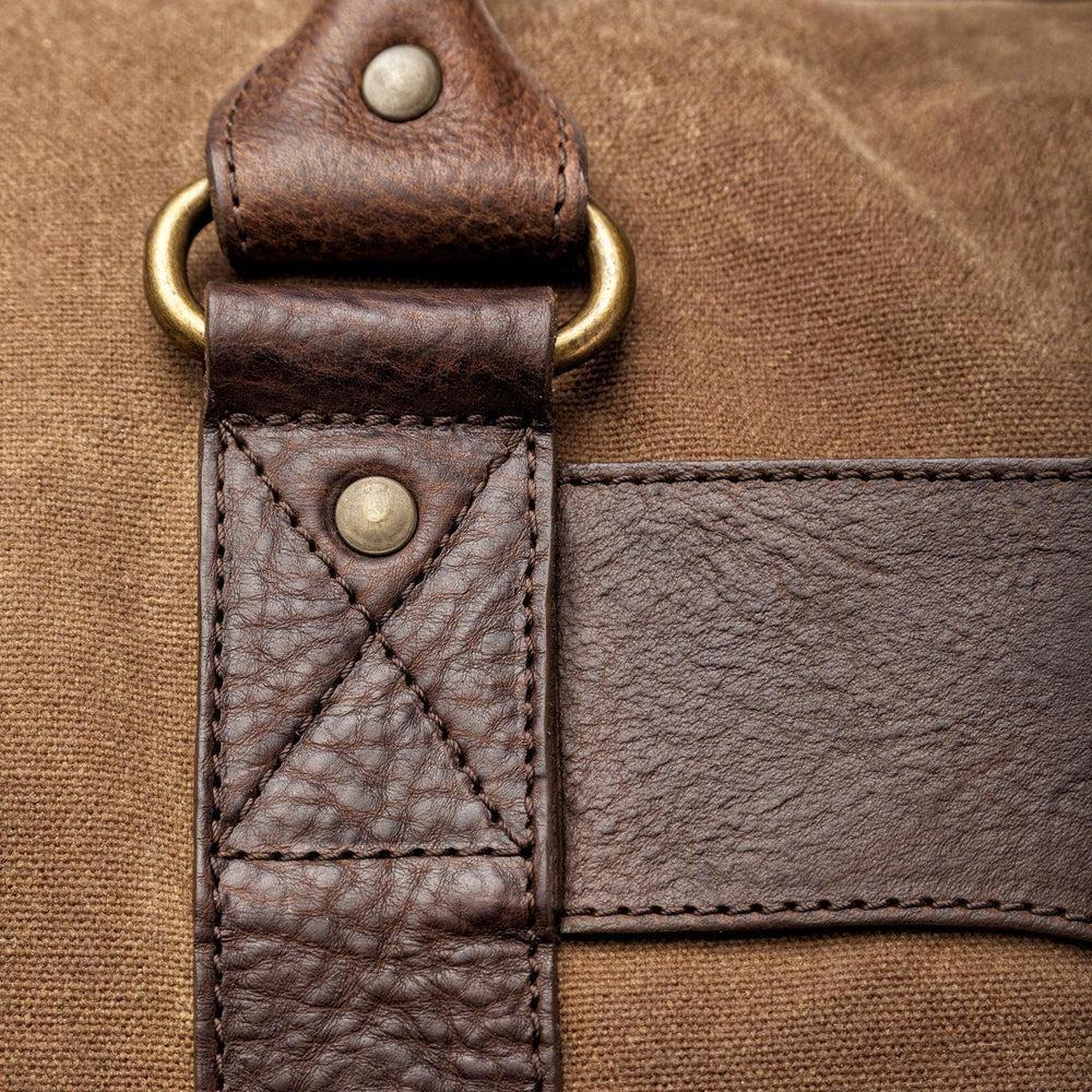 The Campaign Medium Waxed Canvas Duffle by Mission Mercantile Leather Goods