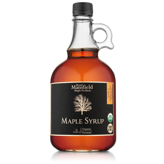Organic Pure Vermont Maple Syrup | Glass Jug Maple Syrup for 1 Liter by Mount Mansfield Maple Products