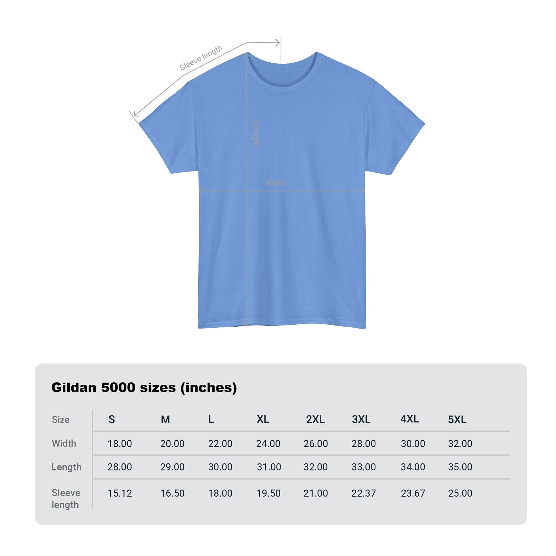 Size chart for Bald Eagle T-Shirt, providing detailed measurements to ensure a comfortable fit for those who love patriotic and nature-inspired apparel.
