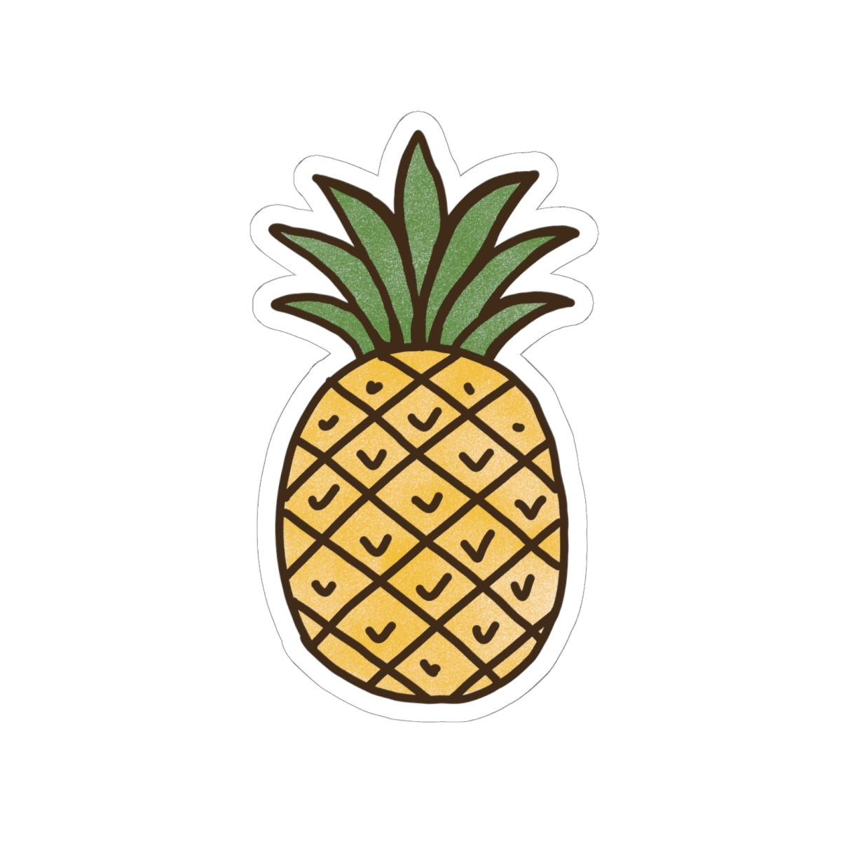 Pineapple Kiss Cut Sticker | Tropical Glossy Design