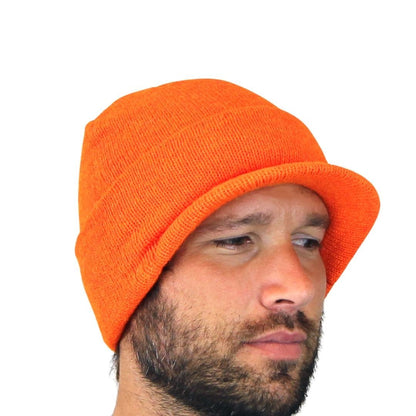 The Alpaca Knit Brimmed Hat | Made in USA Hunter Orange by Purely Alpaca