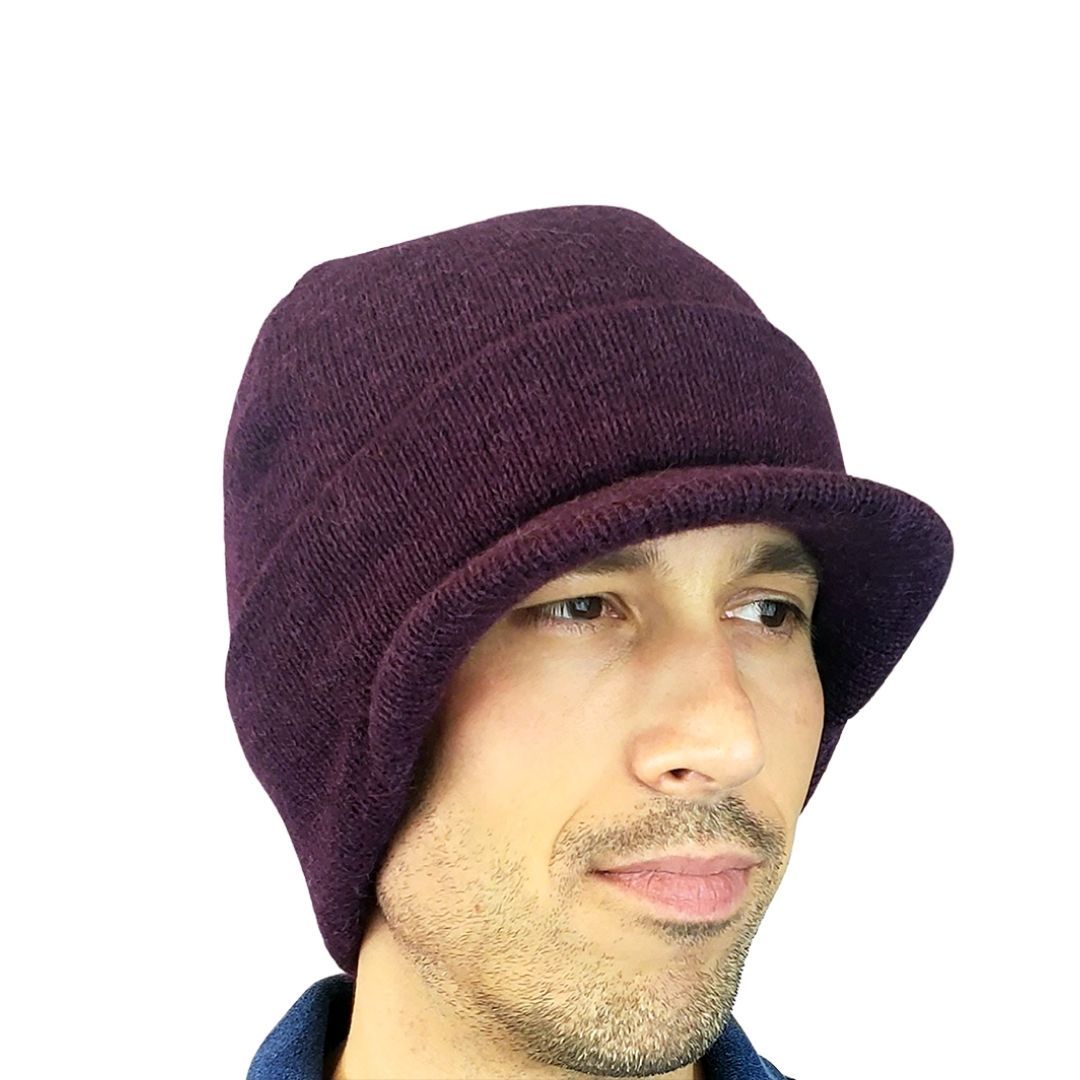 The Alpaca Knit Brimmed Hat | Made in USA Mulberry by Purely Alpaca