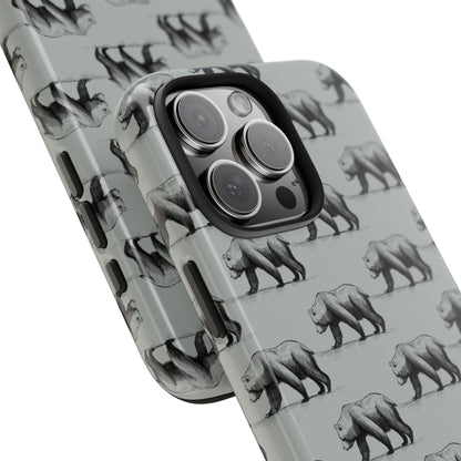The Black Bear Phone Case featuring illustrated black bear pattern by Kempain-.