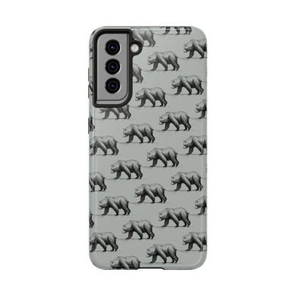 The Black Bear Phone Case featuring illustrated black bear pattern by Kempain-Samsung Galaxy S21.