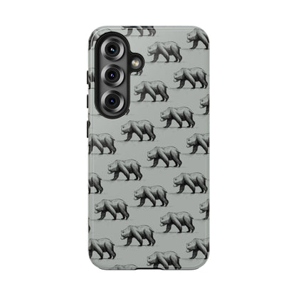 The Black Bear Phone Case featuring illustrated black bear pattern by Kempain-Samsung Galaxy S25.