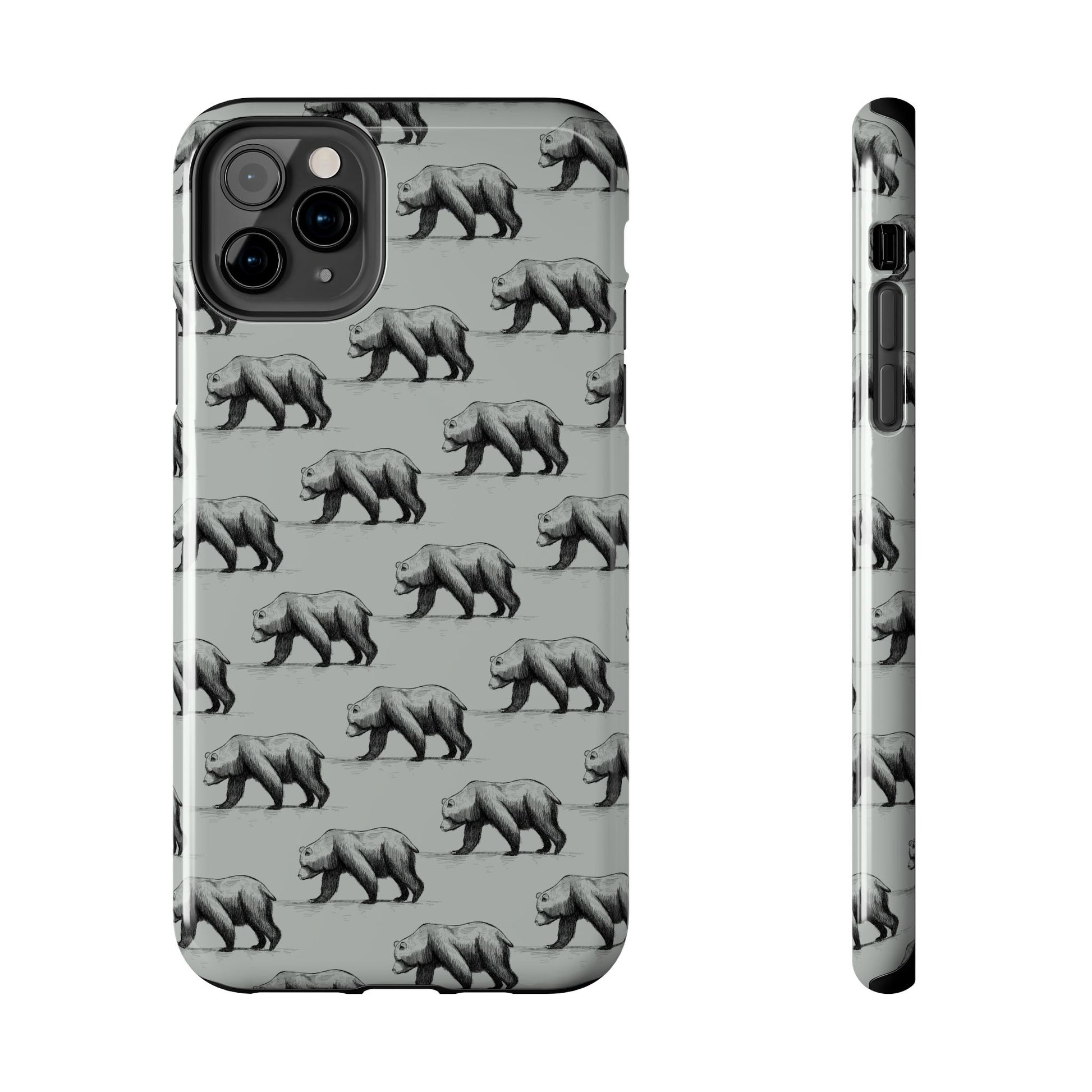 The Black Bear Phone Case featuring illustrated black bear pattern by Kempain-iPhone 11 Pro Max.