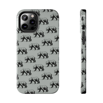 The Black Bear Phone Case featuring illustrated black bear pattern by Kempain-iPhone 12 Pro Max.