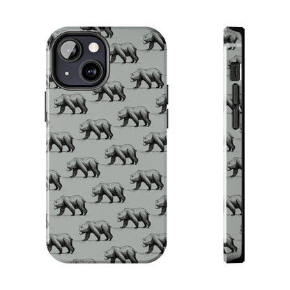 The Black Bear Phone Case featuring illustrated black bear pattern by Kempain-iPhone 13 Mini.