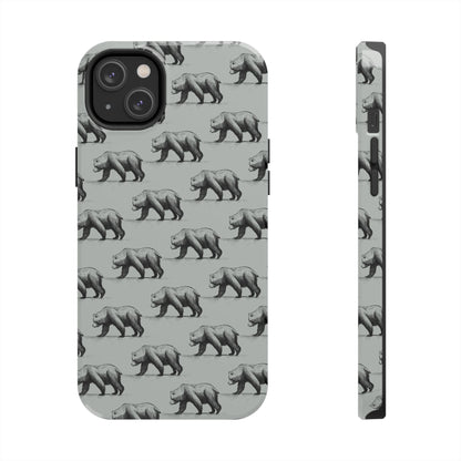 The Black Bear Phone Case featuring illustrated black bear pattern by Kempain-iPhone 14 Plus.