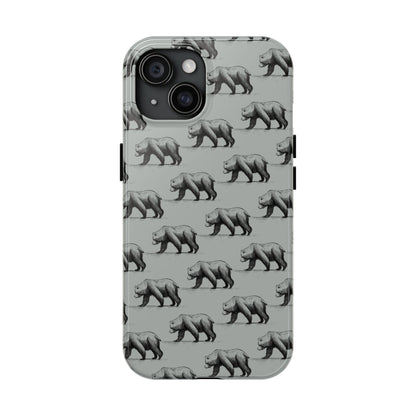 The Black Bear Phone Case featuring illustrated black bear pattern by Kempain-iPhone 15.
