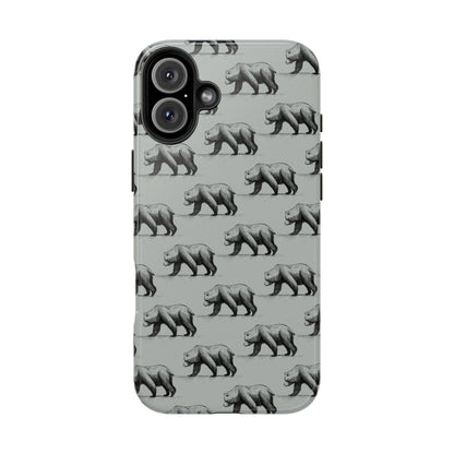 The Black Bear Phone Case featuring illustrated black bear pattern by Kempain-iPhone 16 Plus.