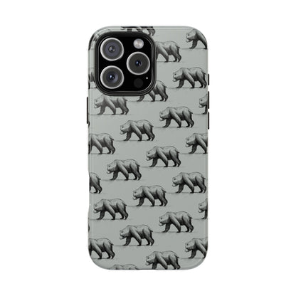The Black Bear Phone Case featuring illustrated black bear pattern by Kempain-iPhone 16 Pro Max.