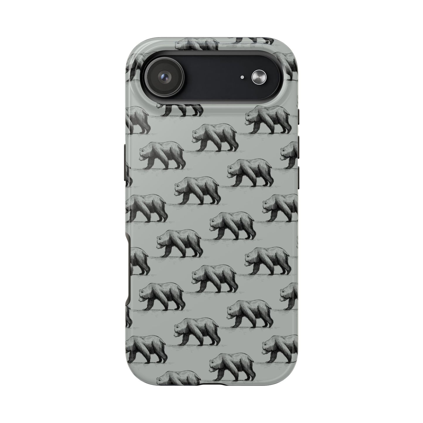 The Black Bear Phone Case featuring illustrated black bear pattern by Kempain-iPhone 17 Air.