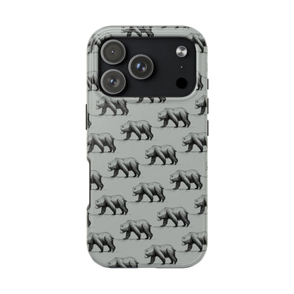 The Black Bear Phone Case featuring illustrated black bear pattern by Kempain-iPhone 17 Pro.