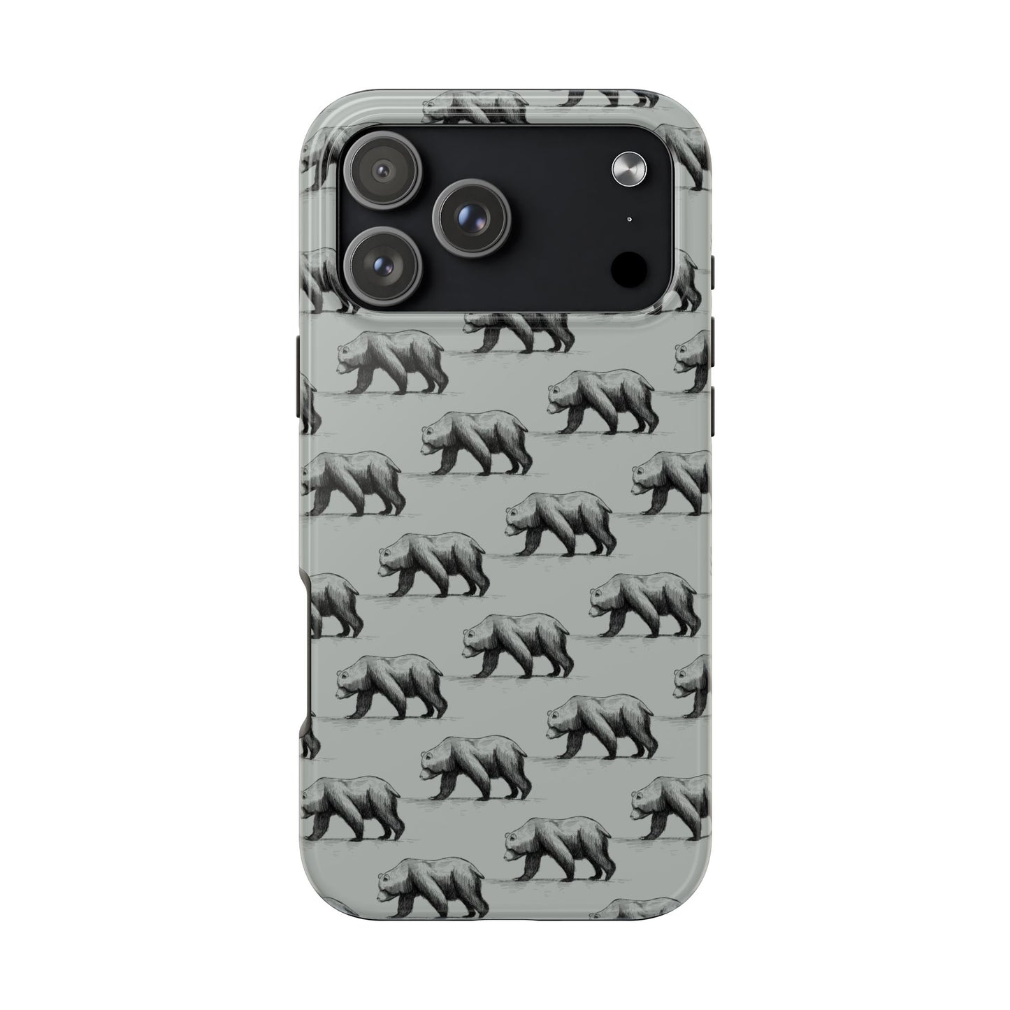 The Black Bear Phone Case featuring illustrated black bear pattern by Kempain-iPhone 17 Pro Max.