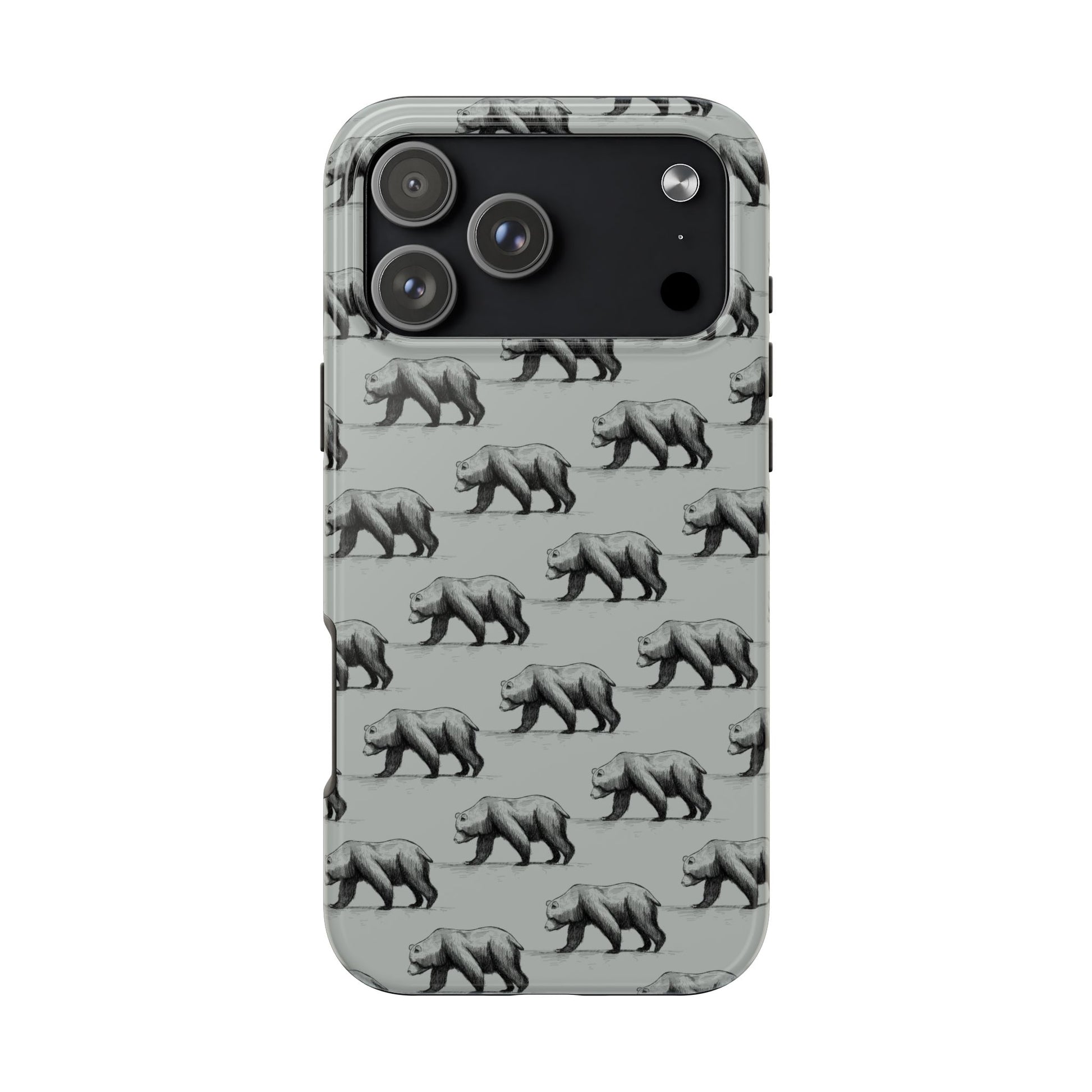 The Black Bear Phone Case featuring illustrated black bear pattern by Kempain-iPhone 17 Pro Max.