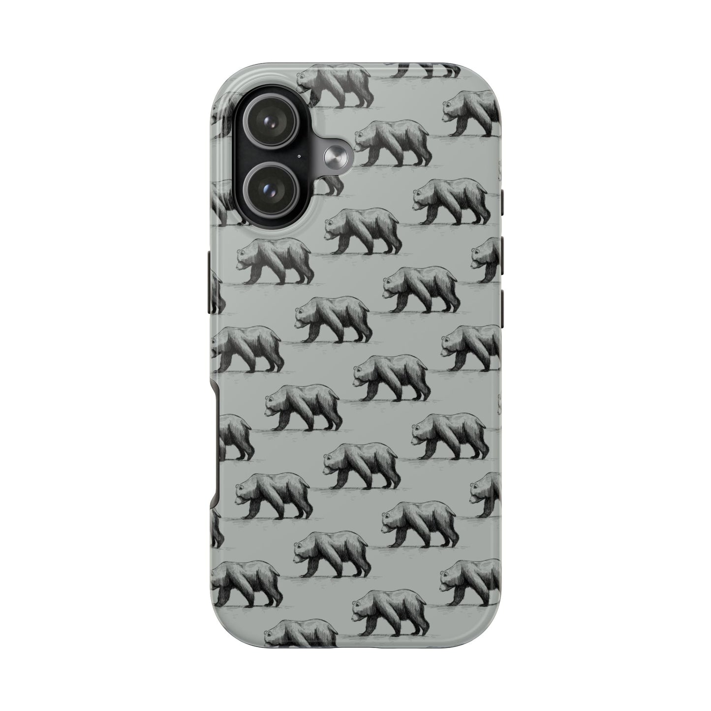 The Black Bear Phone Case featuring illustrated black bear pattern by Kempain-iPhone 17.