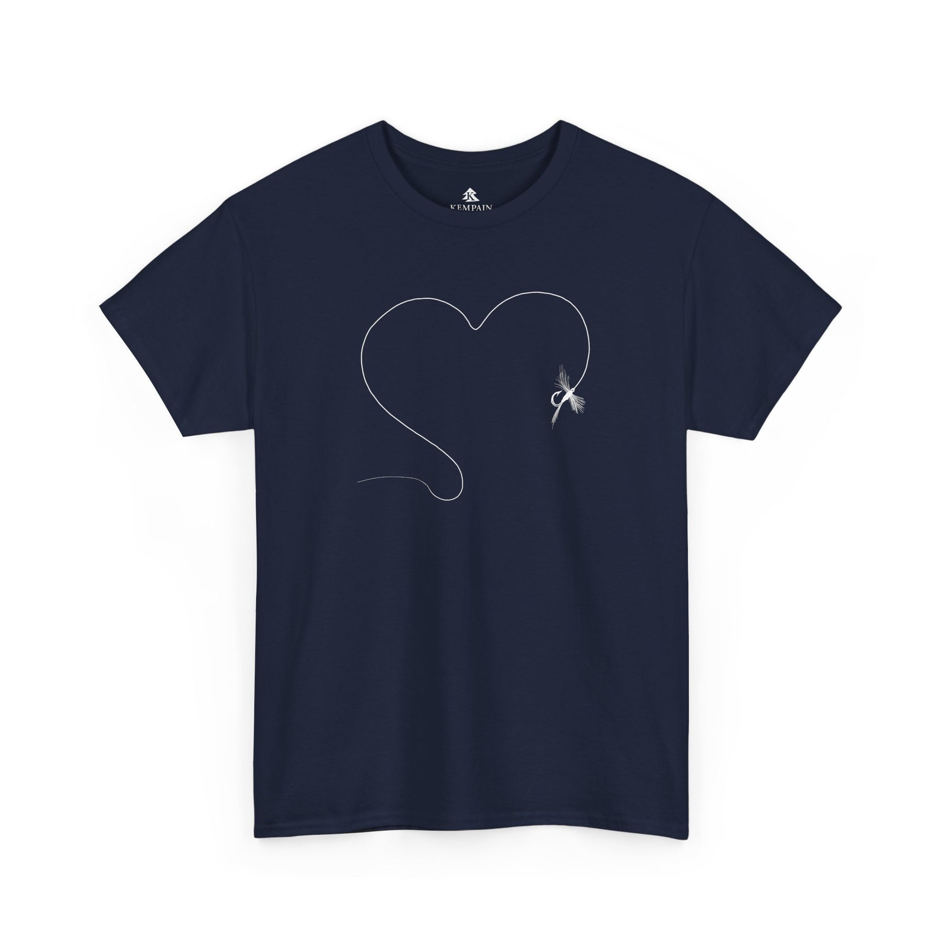 The Fly Fishing Heart T-Shirt for Navy by Kempain
