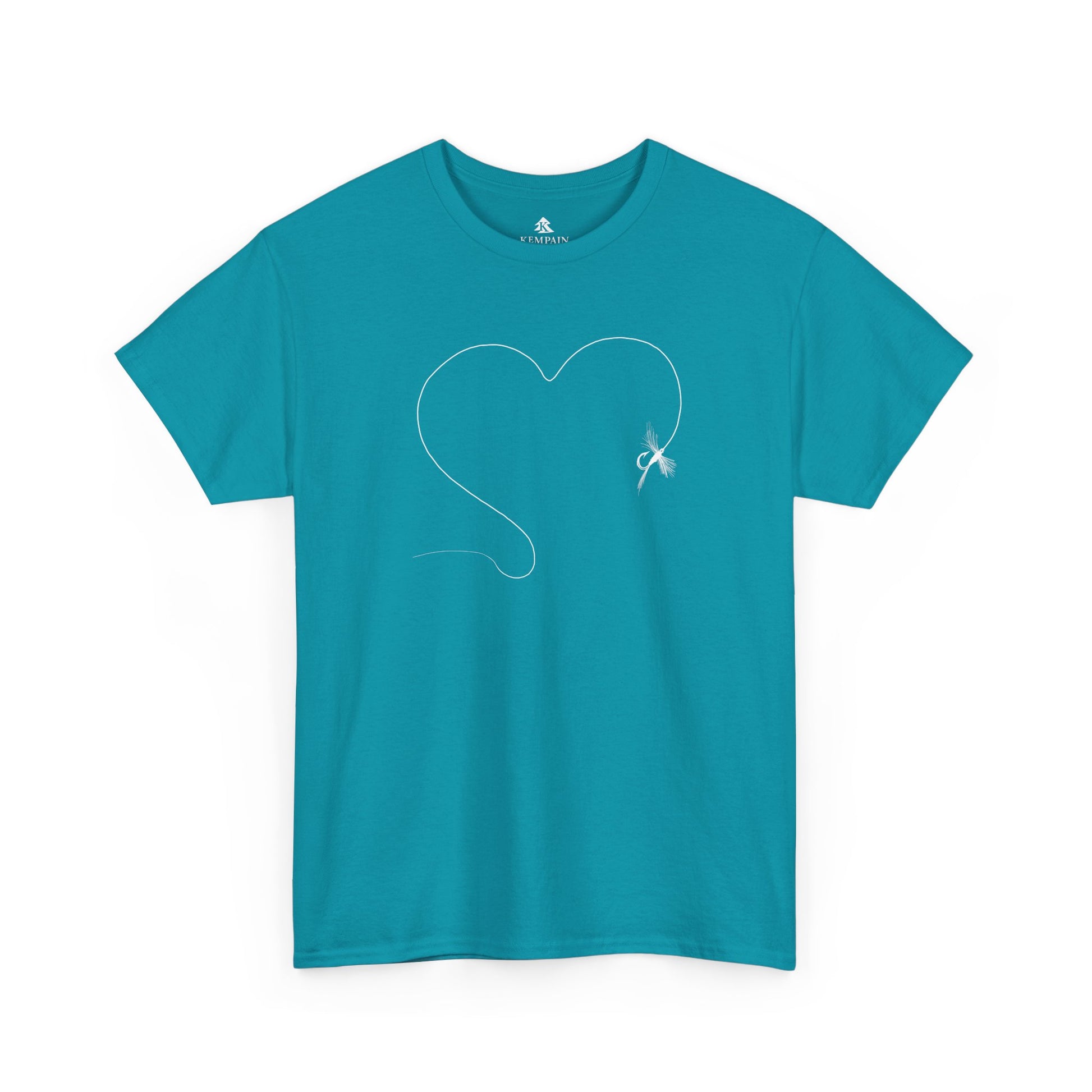 The Fly Fishing Heart T-Shirt for Tropical Blue by Kempain