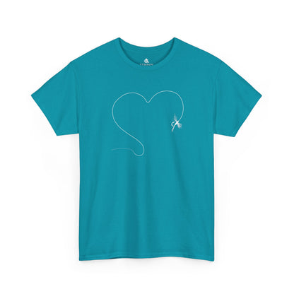 The Fly Fishing Heart T-Shirt for Tropical Blue by Kempain