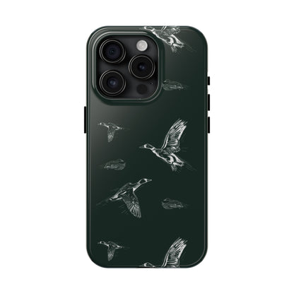 The Flyway Study flying ducks waterfowl pattern design for Phone Case by Kempain-iPhone 15 Pro-