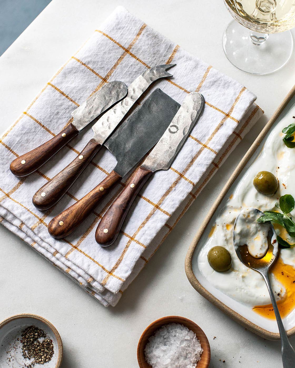 The Hand-Forged Cheese Knife Set | Stainless Steel & Hardwood by Farmhouse Pottery