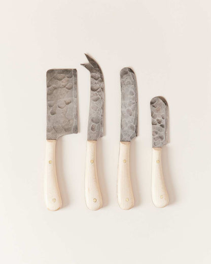 The Hand-Forged Cheese Knife Set | Stainless Steel & Hardwood Beech by Farmhouse Pottery