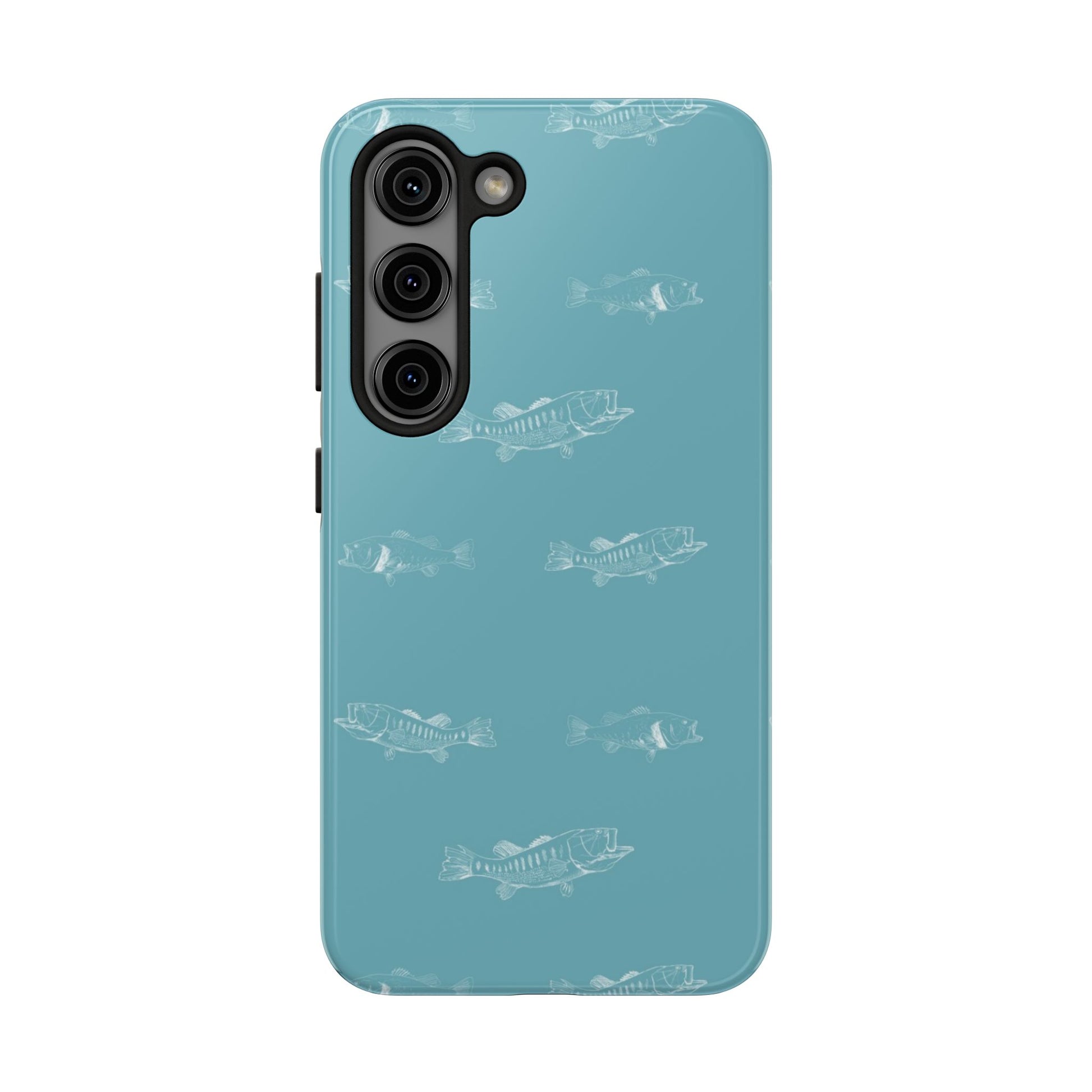 The Largemouth Pattern Phone Case featuring illustrated largemouth bass pattern by Kempain-Samsung Galaxy S23.