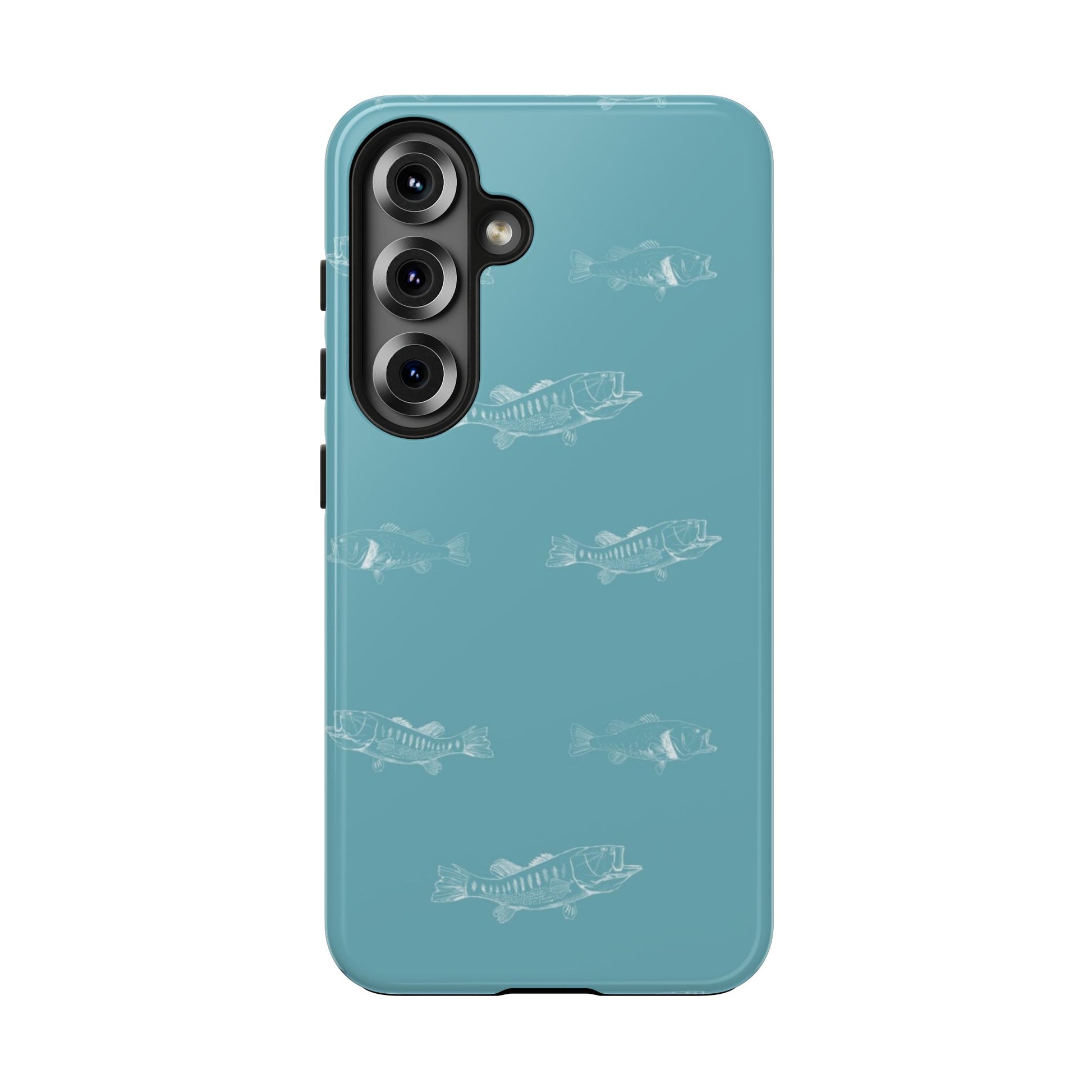 The Largemouth Pattern Phone Case featuring illustrated largemouth bass pattern by Kempain-Samsung Galaxy S25.